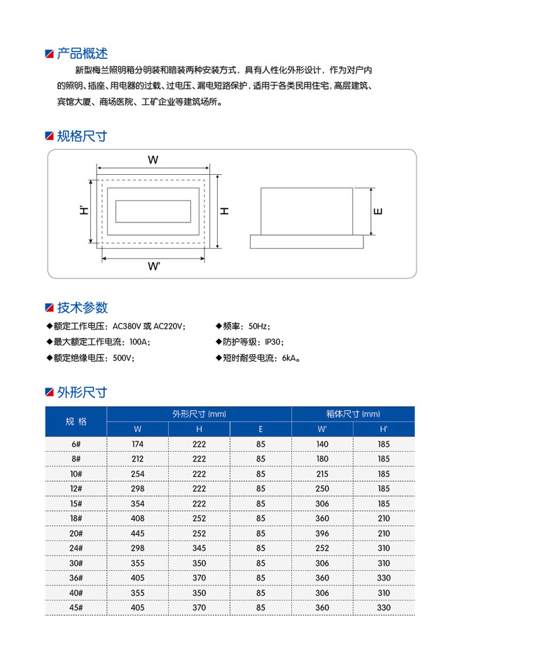 新型梅蘭型低壓照明配電箱